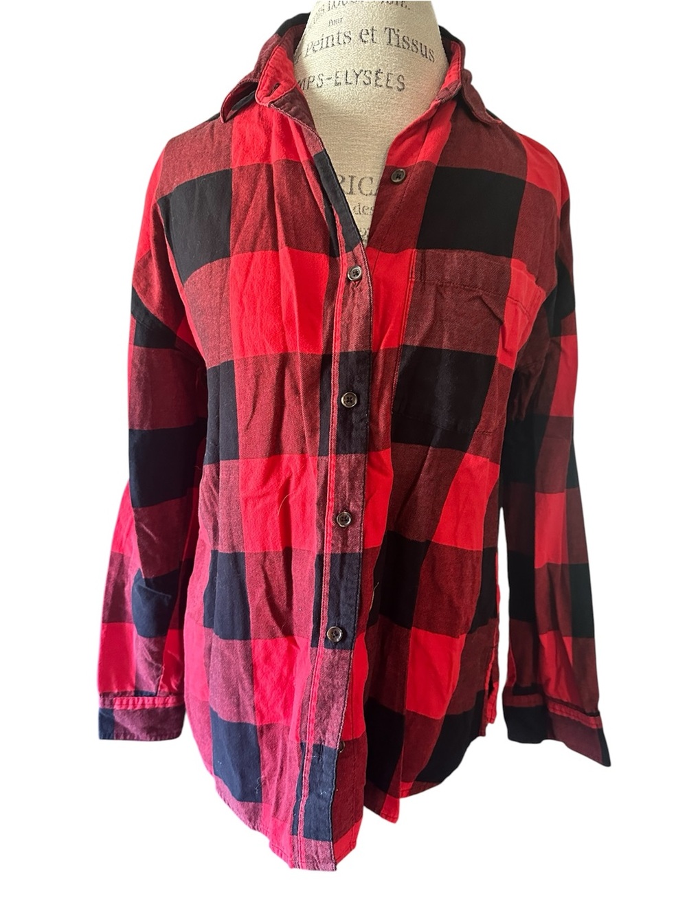 Old Navy Buffalo Plaid The Boyfriend Shirt Button Down Flannel Womens Medium